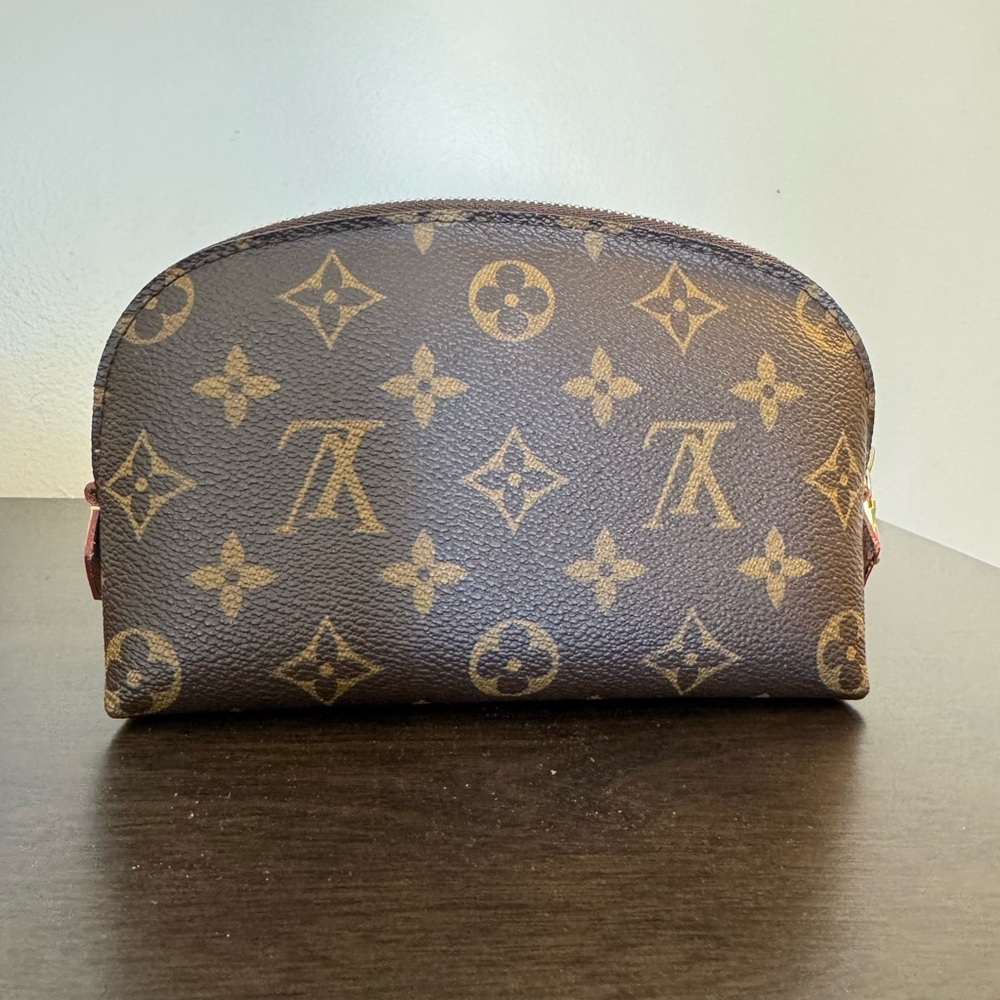 Authentic Louis Vuitton Monogram Dome Cosmetic Pouch - Brown with Gold Monogram - Picture 2 of 16